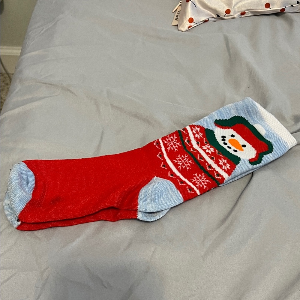 Festive Red Snowman Socks